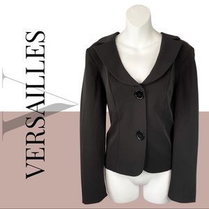 Vintage Versailles Blazer Jacket Two Button Long Sleeve Stretch Black Sz 10 M